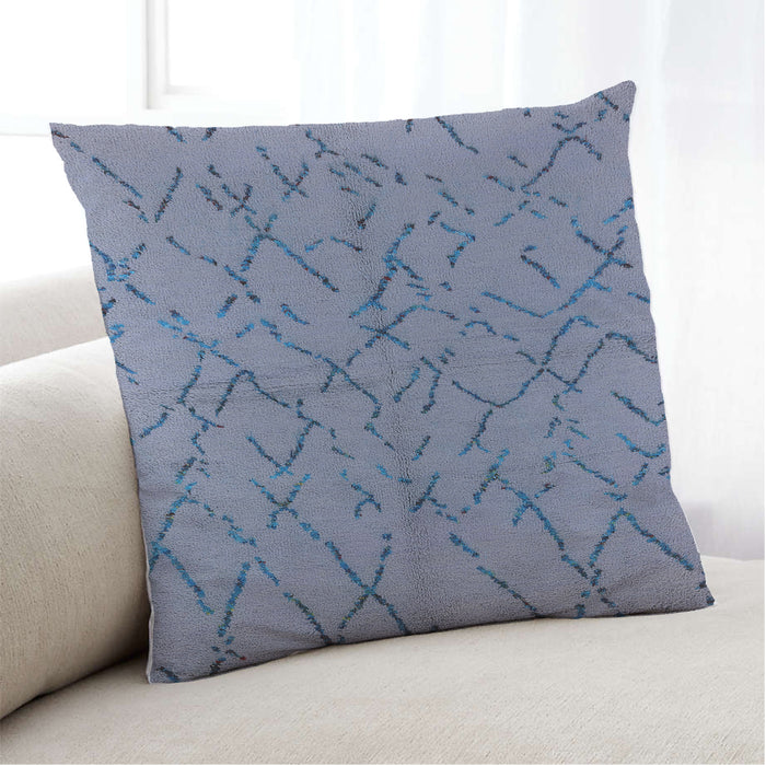 Lifestyle Image of Mid-Century Modern Urban Square Columbia Blue Throw Pillow, 18 inch by 18 inch, pwurb2866