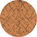 Round Oriental Orange Industrial Rug, urb2866org