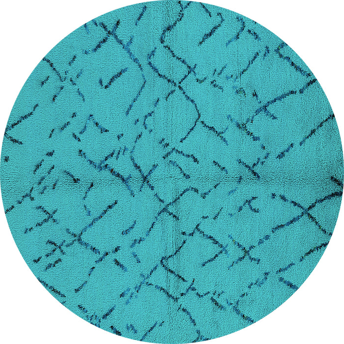 Round Machine Washable Oriental Turquoise Industrial Area Rugs, wshurb2866turq