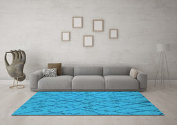 Machine Washable Oriental Light Blue Industrial Rug in a Living Room, wshurb2866lblu