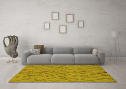 Machine Washable Oriental Yellow Industrial Rug in a Living Room, wshurb2866yw