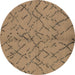 Round Oriental Brown Industrial Rug, urb2866brn