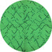 Round Oriental Green Industrial Rug, urb2866grn