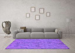 Machine Washable Oriental Purple Industrial Area Rugs in a Living Room, wshurb2866pur