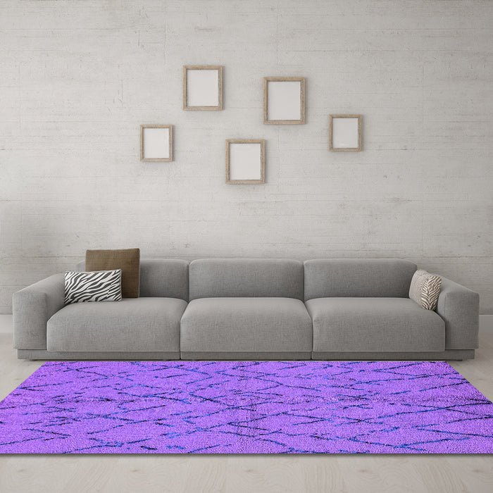 Machine Washable Oriental Purple Industrial Area Rugs in a Living Room, wshurb2866pur