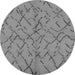 Round Machine Washable Oriental Gray Industrial Rug, wshurb2866gry