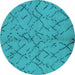 Round Oriental Turquoise Industrial Rug, urb2866turq