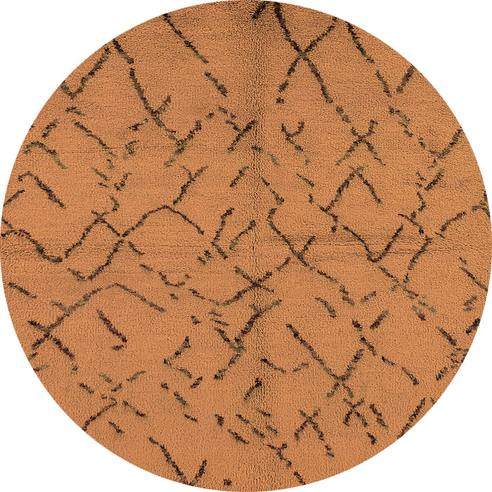 Round Machine Washable Oriental Orange Industrial Area Rugs, wshurb2866org