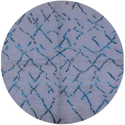 Round Machine Washable Industrial Modern Columbia Blue Rug, wshurb2866