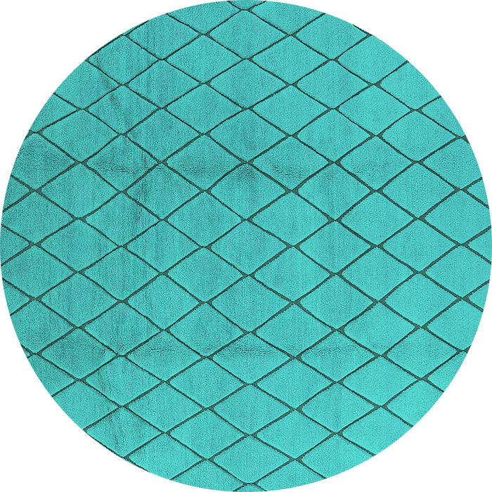 Round Oriental Turquoise Industrial Rug, urb2867turq