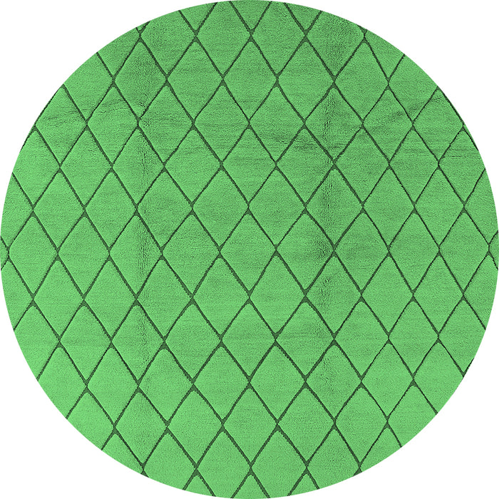 Round Machine Washable Oriental Emerald Green Industrial Area Rugs, wshurb2867emgrn