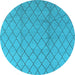 Round Machine Washable Oriental Light Blue Industrial Rug, wshurb2867lblu