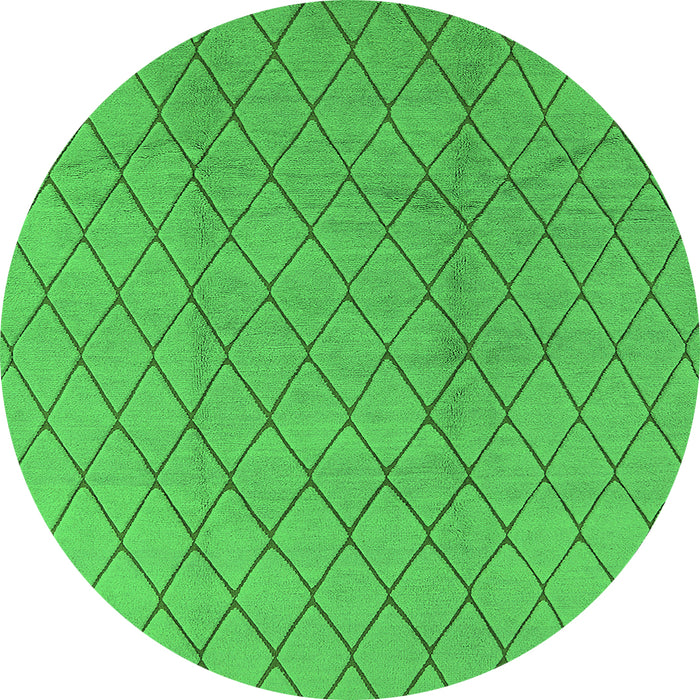 Round Machine Washable Oriental Green Industrial Area Rugs, wshurb2867grn