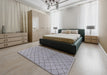 Mid-Century Modern Gray Oriental Rug in a Bedroom, urb2867