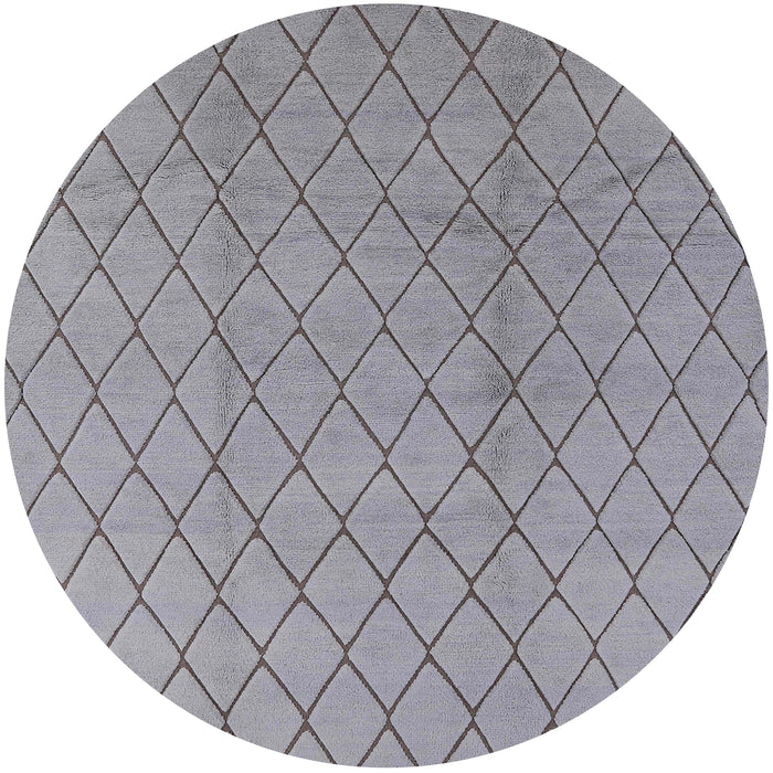 Round Mid-Century Modern Gray Oriental Rug, urb2867