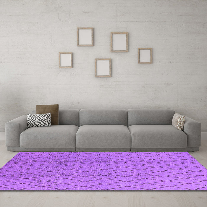 Machine Washable Oriental Purple Industrial Area Rugs in a Living Room, wshurb2867pur
