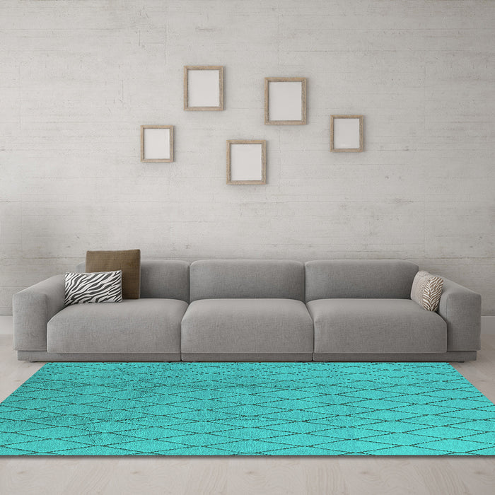 Machine Washable Oriental Turquoise Industrial Area Rugs in a Living Room,, wshurb2867turq