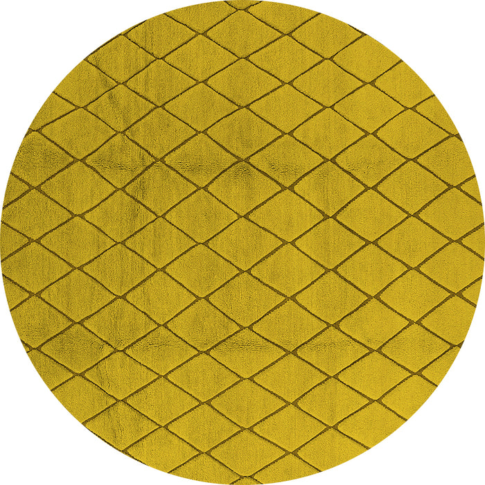 Round Machine Washable Oriental Yellow Industrial Rug, wshurb2867yw
