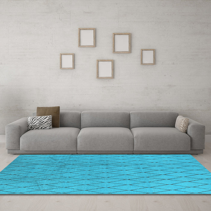 Machine Washable Oriental Light Blue Industrial Rug in a Living Room, wshurb2867lblu