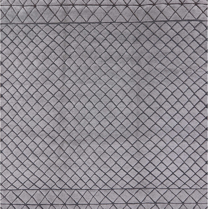 Square Machine Washable Industrial Modern Grey Gray Rug, wshurb2868