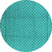 Round Oriental Turquoise Industrial Rug, urb2868turq