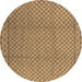 Round Machine Washable Oriental Brown Industrial Rug, wshurb2868brn