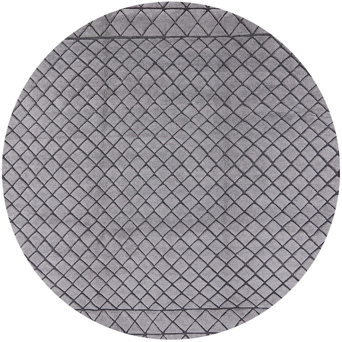 Round Mid-Century Modern Gray Oriental Rug, urb2868