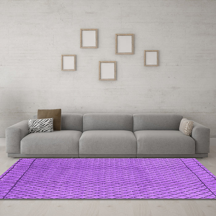 Machine Washable Oriental Purple Industrial Area Rugs in a Living Room, wshurb2868pur