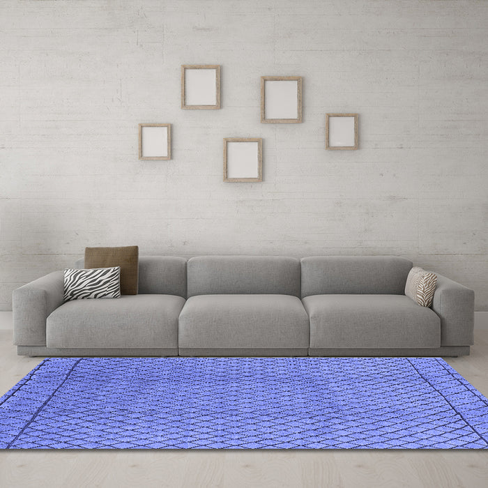 Machine Washable Oriental Blue Industrial Rug in a Living Room, wshurb2868blu