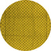 Round Machine Washable Oriental Yellow Industrial Rug, wshurb2868yw