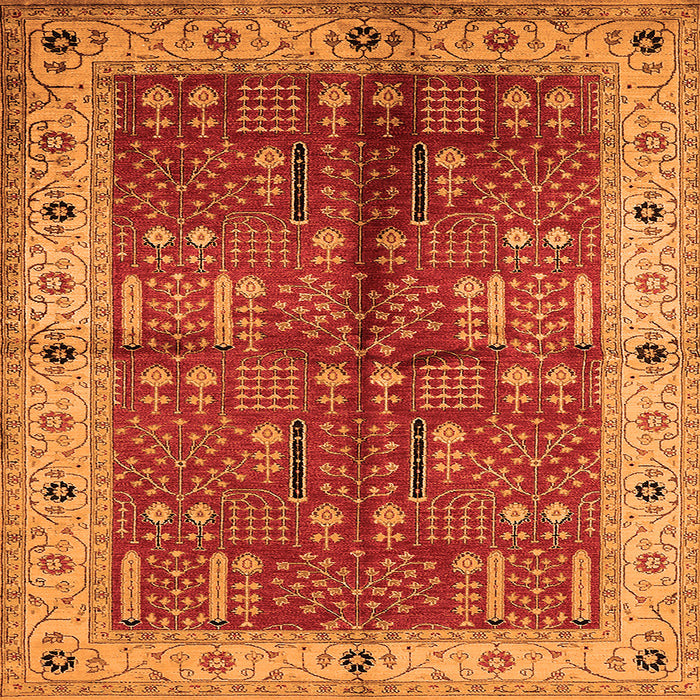 Square Oriental Orange Industrial Rug, urb2869org