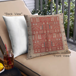 Front View of Mid-Century Modern Urban Square Red Throw Pillow, 18 inch by 18 inch, pwurb2869