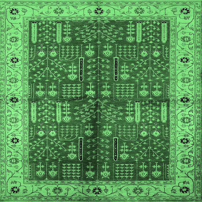 Square Oriental Emerald Green Industrial Rug, urb2869emgrn