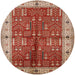 Round Mid-Century Modern Red Oriental Rug, urb2869