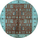 Round Oriental Light Blue Industrial Rug, urb2869lblu