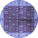 Round Machine Washable Oriental Blue Industrial Rug, wshurb2869blu