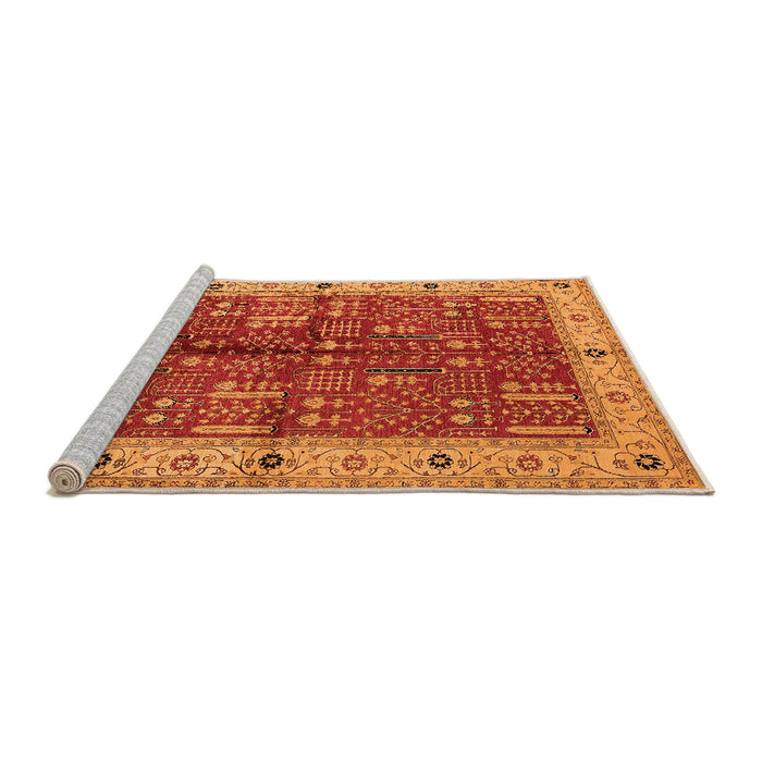 Sideview of Machine Washable Oriental Orange Industrial Area Rugs, wshurb2869org