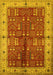 Machine Washable Oriental Yellow Industrial Rug, wshurb2869yw