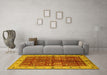 Machine Washable Oriental Yellow Industrial Rug in a Living Room, wshurb2869yw