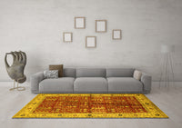 Machine Washable Oriental Yellow Industrial Rug, wshurb2869yw