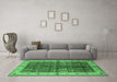 Machine Washable Oriental Emerald Green Industrial Area Rugs in a Living Room,, wshurb2869emgrn