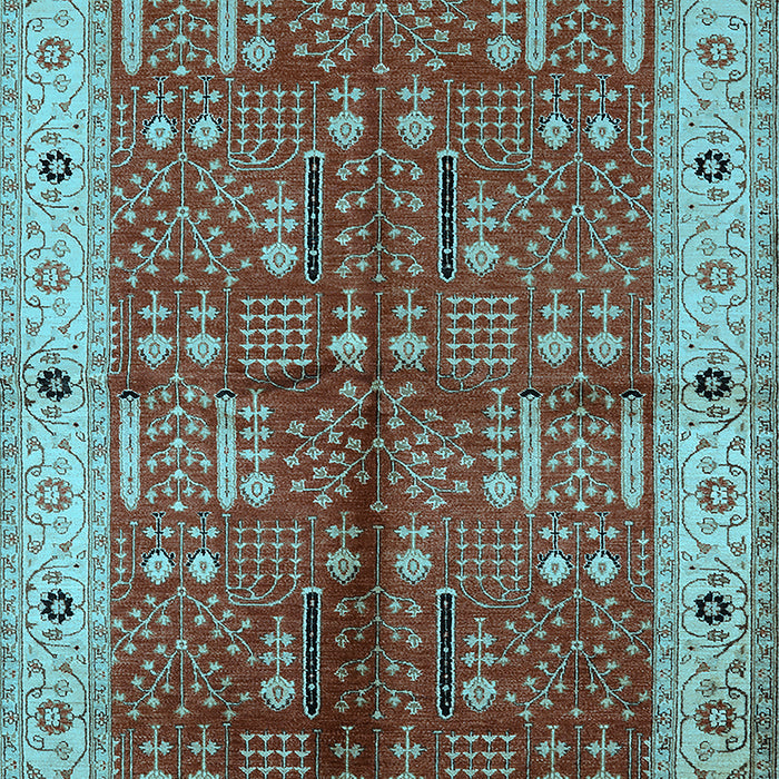 Machine Washable Oriental Light Blue Industrial Rug, wshurb2869lblu