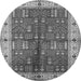 Round Machine Washable Oriental Gray Industrial Rug, wshurb2869gry