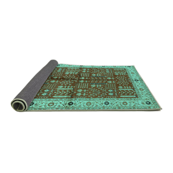Sideview of Oriental Turquoise Industrial Rug, urb2869turq