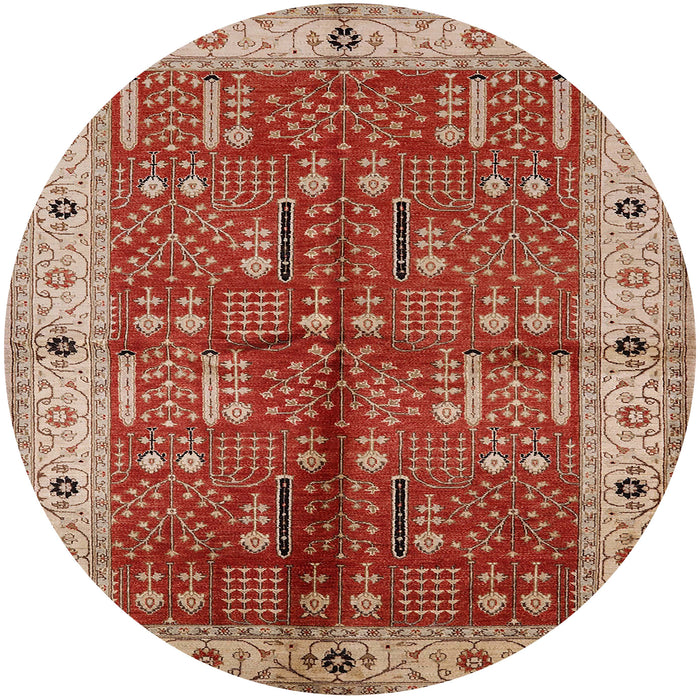 Round Machine Washable Industrial Modern Red Rug, wshurb2869