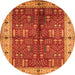 Round Machine Washable Oriental Orange Industrial Area Rugs, wshurb2869org