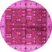 Round Machine Washable Oriental Pink Industrial Rug, wshurb2869pnk