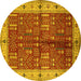 Round Oriental Yellow Industrial Rug, urb2869yw