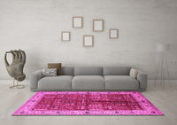 Machine Washable Oriental Pink Industrial Rug, wshurb2869pnk