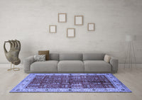 Machine Washable Oriental Blue Industrial Rug, wshurb2869blu